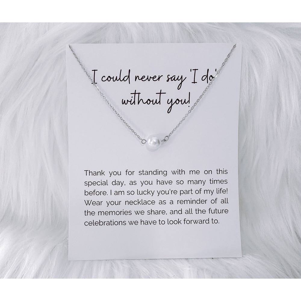 Bridal Party Gift Pearl Necklace Bridesmaid Jewelry Thank You Card Necklace